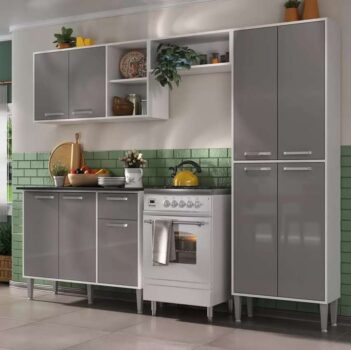 Armário de Cozinha Compacta Xangai Plus Multimóveis Branco/Fumê