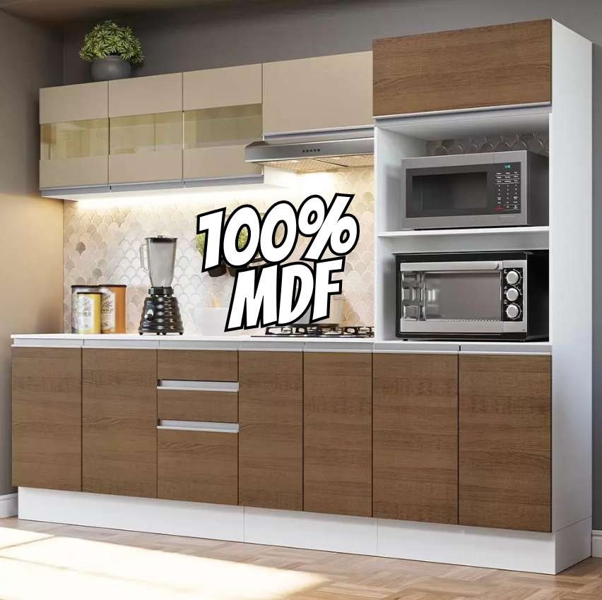 Armário de Cozinha Completa 100% MDF 250 cm Smart Madesa 02