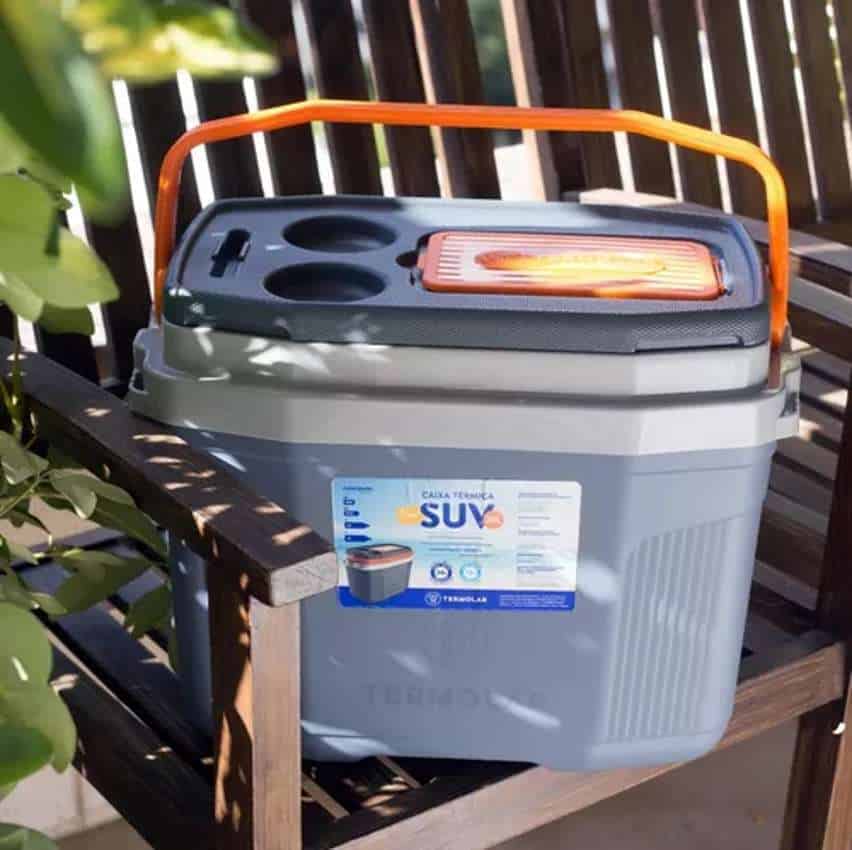 Caixa Térmica Suv Cooler Com Alça Cinza 20l Termolar Cor Cinza - Laranja