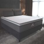 Cama Box Casal Colchão Molas Maximus 138cm Cinza/preto Cor Cinza/branco