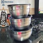 Conjunto com 3 Bowls Tigelas Inox e Tampa Plástica Electrolux