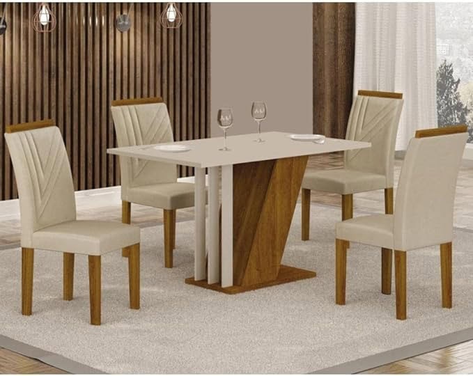 Conjunto Sala de Jantar Mesa Tampo MDF/MDP com 4 Cadeiras Miami