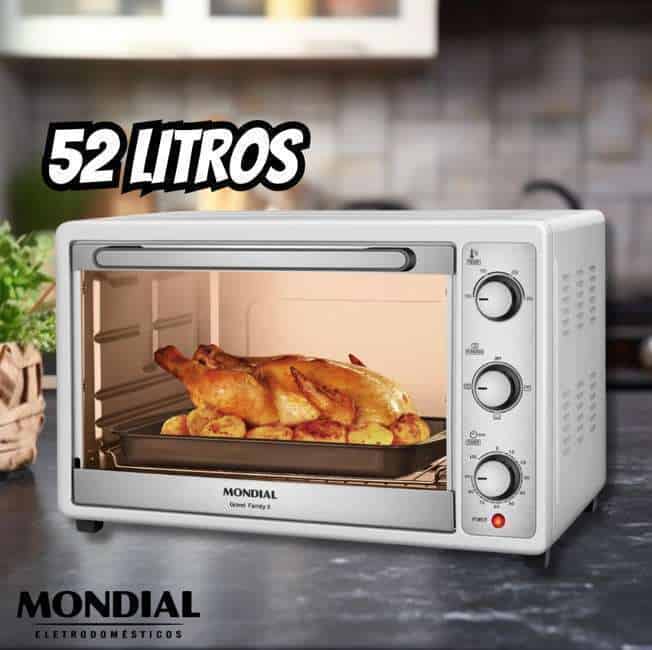 Forno Elétrico de Bancada Multifuncional Mondial - 52L Branco Grand Family II FR-52-W