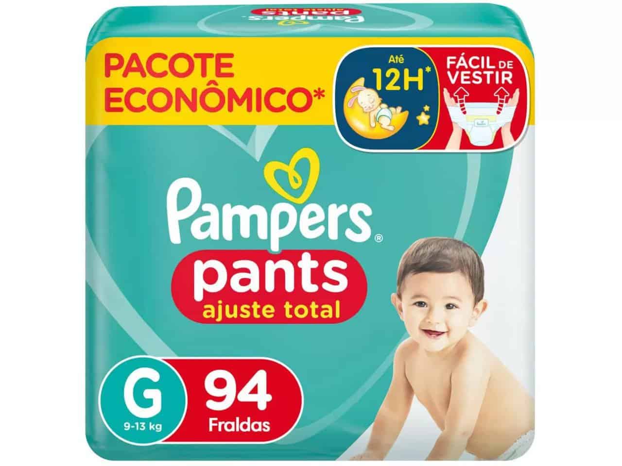 Fralda Calça Pampers Pants Ajuste Total - Tam. G 9 a 13kg 94 Unidades