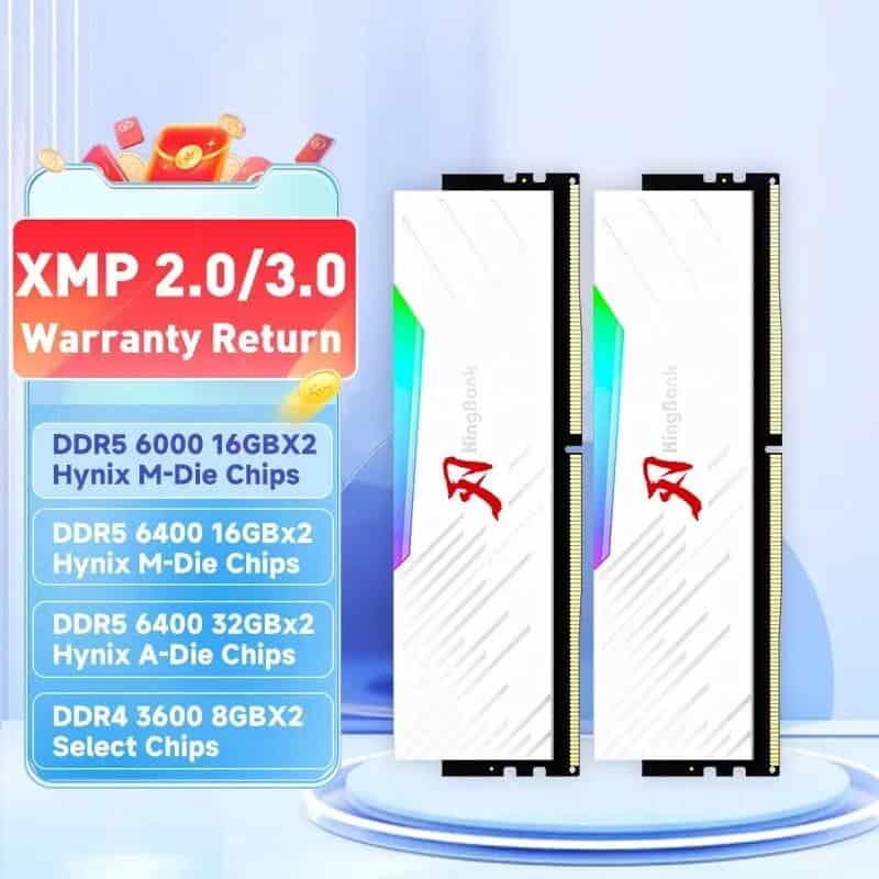 Memória RAM DDR4 KingBank 16GB (2x8GB) 3600mhz RGB