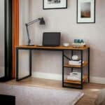 Mesa Home Office C/prateleiras De Metal E&A - Preto/Canela