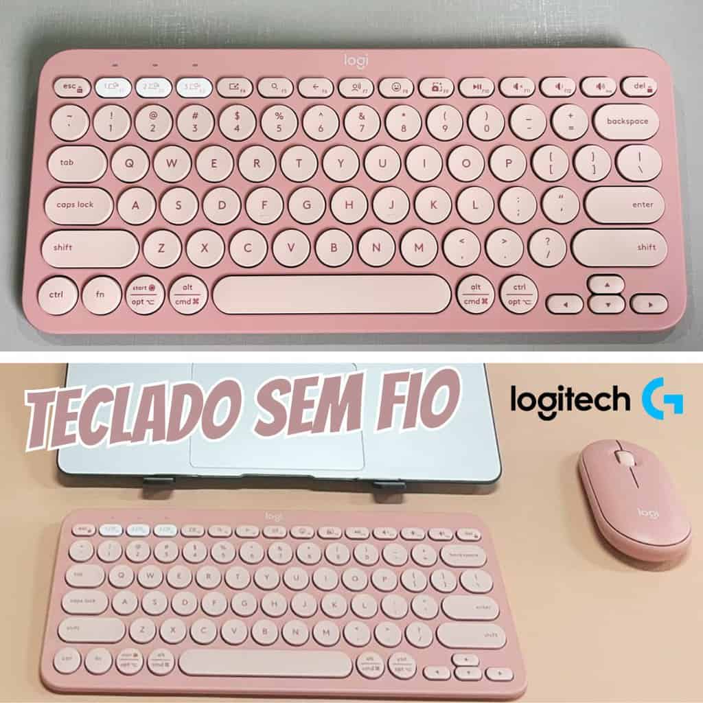 Teclado sem fio Logitech Pebble Keys 2 K380s com Conexão Bluetooth Easy-Switch e Pilha Inclusa - Compatível com PC, Mac, Chrome OS, Android, iOS e Apple TV, Layout US - Rosa