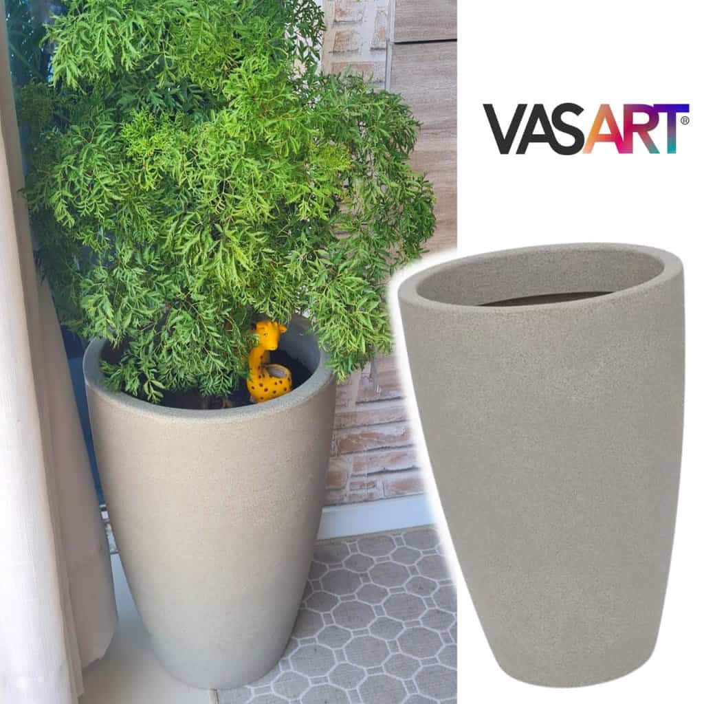 Vaso Malta Cone 38 x 55 cm Vasart , Cor: Granito Pedra