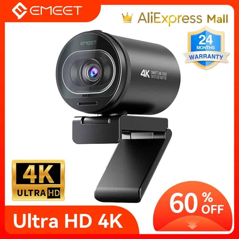 Webcam Emeet 4K S600 - Estoque no Brasil