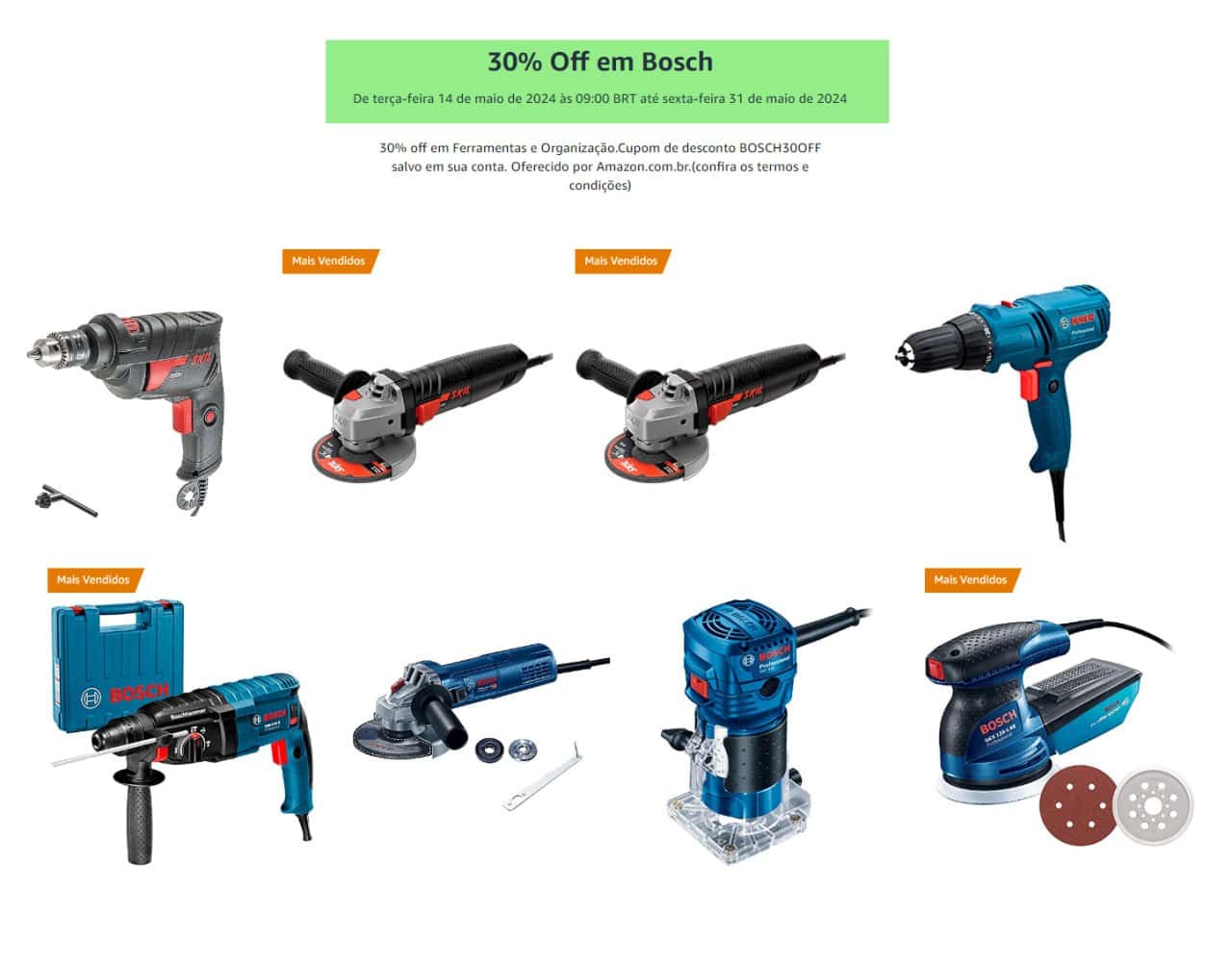 30% off em Ferramentas e Organização - Bosch