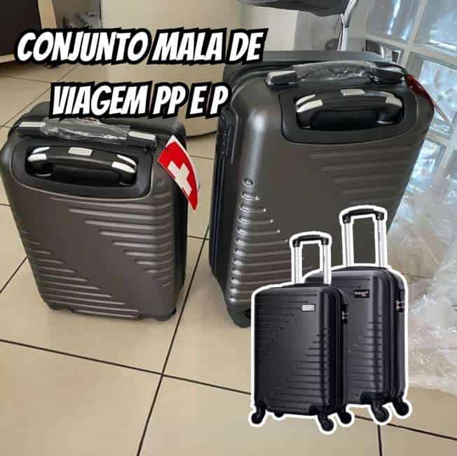 Conjunto Mala de Viagem PP e P Chicago Swiss Move Grafite