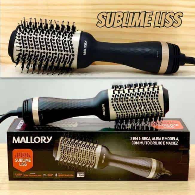 Escova Secadora Sublime Liss Mallory 3 em 1, Com 1200W, 2 Velocidades, Cerdas Mistas -127V