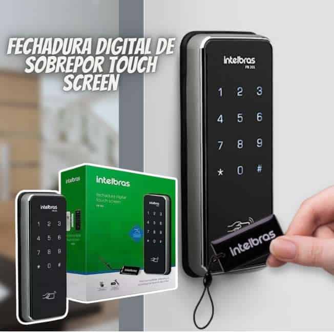 Fechadura Digital de Sobrepor Touch Screen FR 201 Preto Intelbras