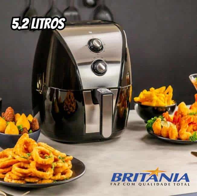 Fritadeira Elétrica sem Óleo/Air Fryer Britânia BFR51 Preta com Timer 5,2L