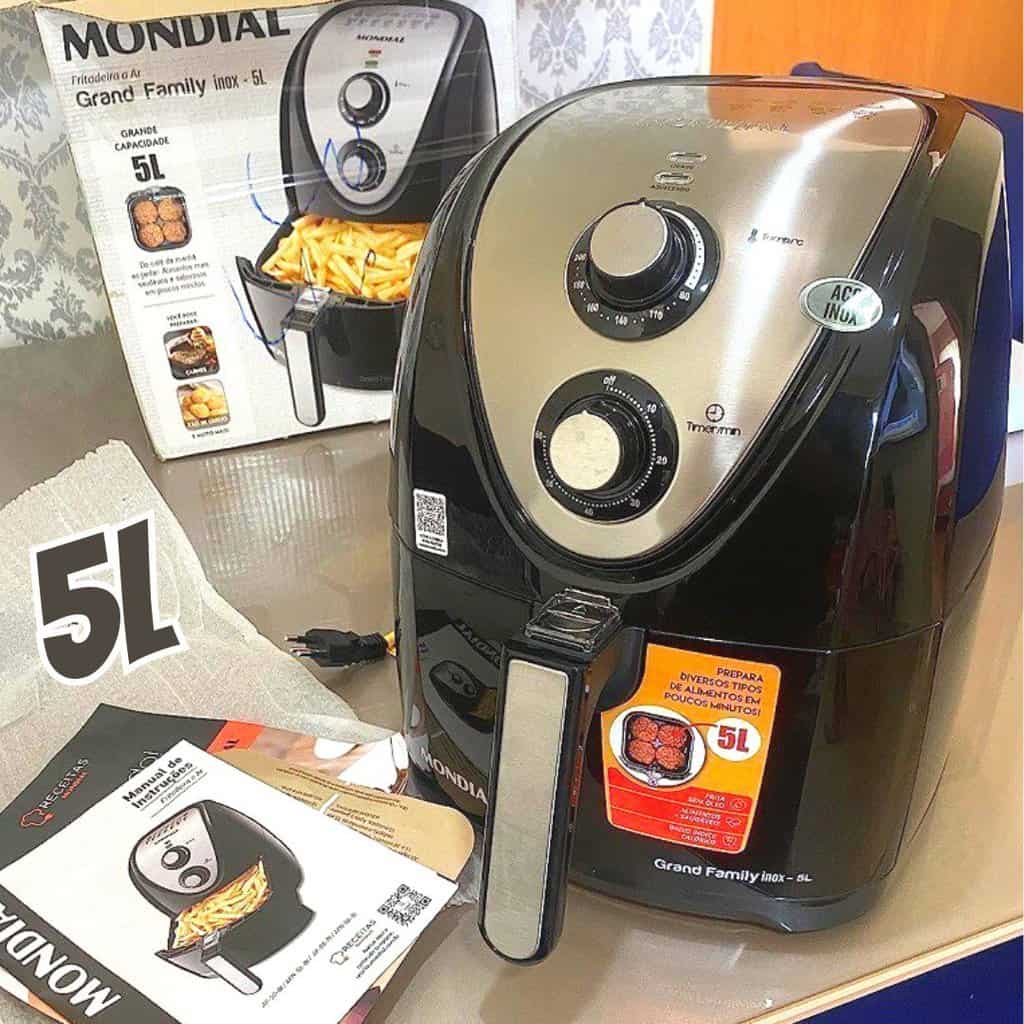 Fritadeira Sem Óleo Air Fryer 5L, Mondial, Preto/Inox, 1900W, 110V - AFN-50-BI