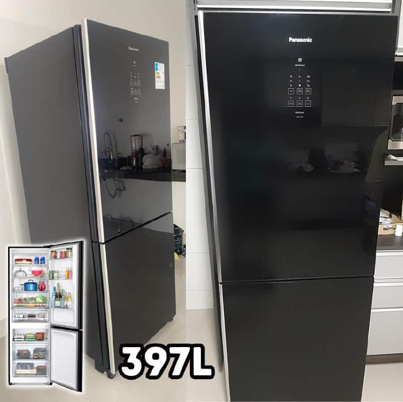 Geladeira Bb41 Black Glass 397l A+++ 60cm Panasonic Cor Preto 220V