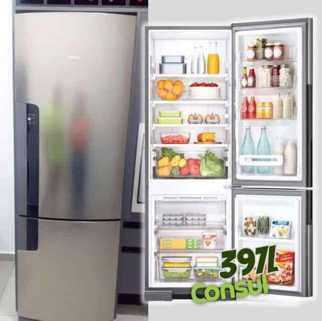 Geladeira frost free Consul CRE44A inox com freezer 397L 220V