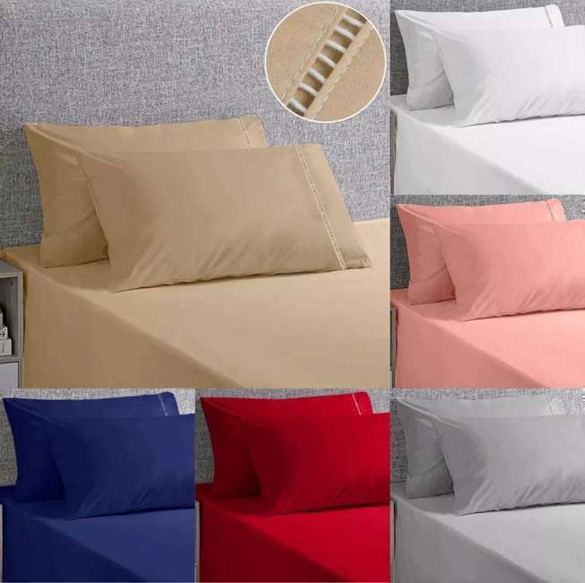 Jogo De Lençol 400 Fios Ponto Palito Cama Queen Saldão