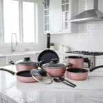 Jogo de Panelas Elegan com Tampa Vidro 8 Peças- Rosa