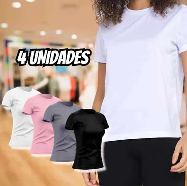 Kit 4 Camisetas Feminina Dry Básica Lisa Proteção Solar UV Térmica Camisa Blusa