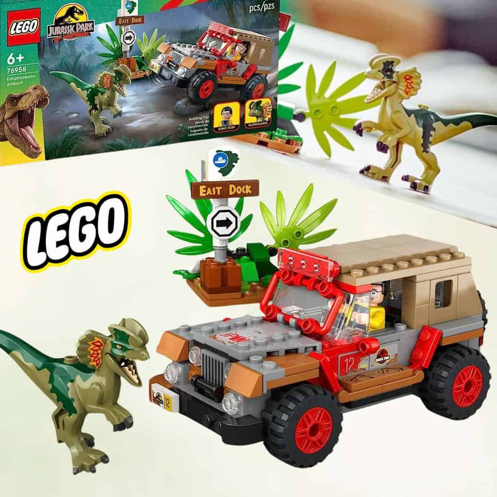 LEGO Jurassic Park Emboscada do Dilofossauro; Conjunto de Construção (211 Peças)