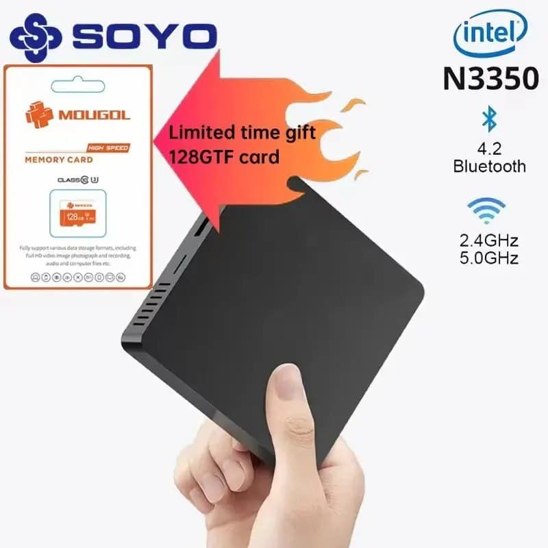 Mini PC SOYO com Windows 10, PC poderoso, 6GB de RAM, 64GB EMMC, Intel N3350