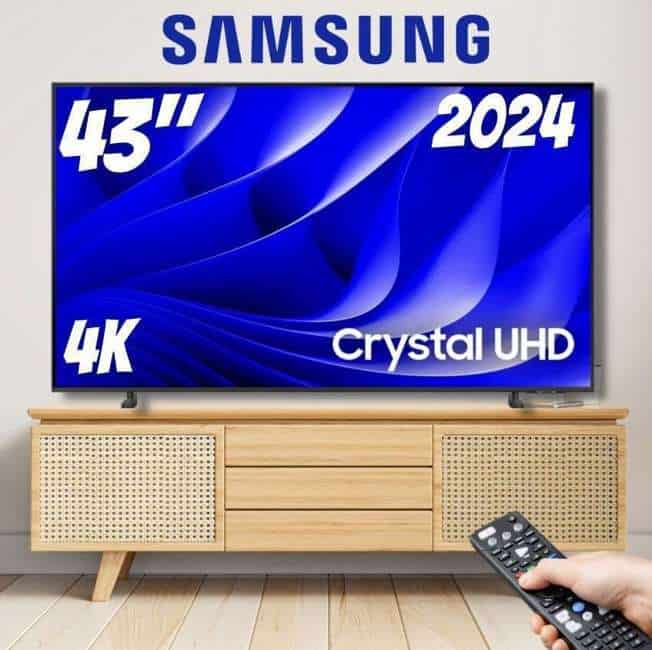 Samsung Smart TV 43" Crystal UHD 4K 43DU8000 2024, Painel Dynamic Crystal Color, Alexa built in