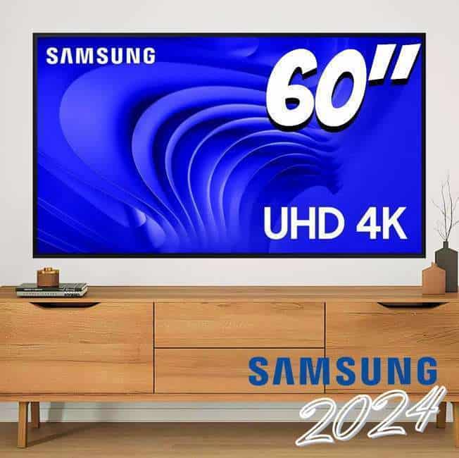 Samsung Smart TV 60" UHD 4K 60DU7700 2024, Processador Crystal 4K, Gaming Hub, AI Energy Mode, Controle SolarCell, Alexa built in 60"