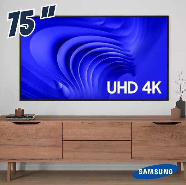 Smart Big TV 75" UHD Samsung 4K 75DU7700 2024 Processador Crystal 4K Gaming Hub Alexa built in