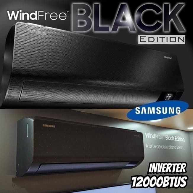 Ar-condicionado Split Inverter Samsung WindFree Black Edition Sem Vento 12.000 BTUs Quente e Frio AR12CSECABTNAZ 220V