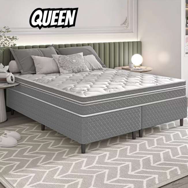 Cama Box (Box + Colchão) Queen Umaflex Bipartida - de Molas Ensacadas 46cm de Altura Beta