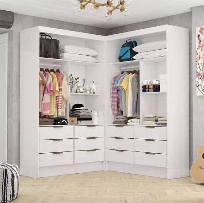 Closet Casal Duplo Sevilha Premium Com 12 Gav Carioca Móveis Cor Branco