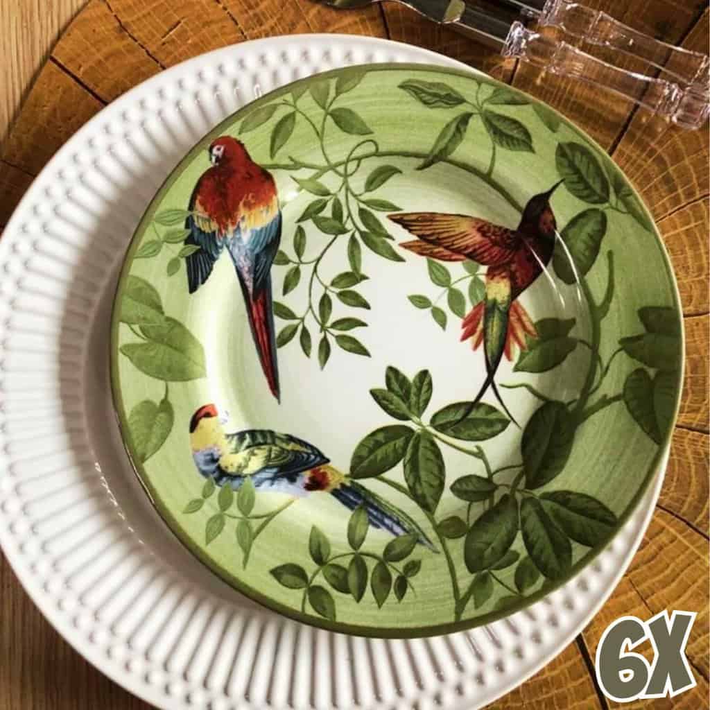 Conjunto com 6 Pratos de Sobremesa Birds Ø21cm