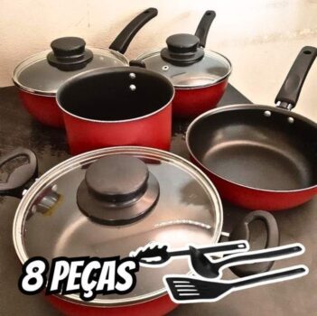 Conjunto De Panelas Antiaderente 8 Peças Teflon Várias Cores
