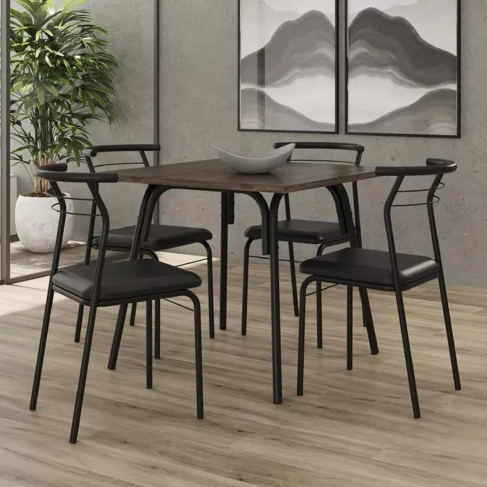 Conjunto Sala De Jantar Carraro Galway Com Mesa E 4 Cadeiras Cor Preto