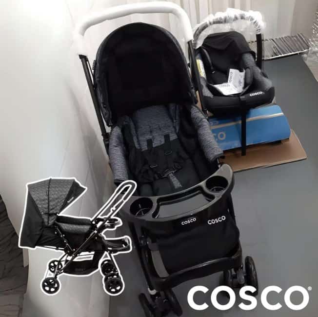 Conjunto Travel System Reverse Duo Preto Rajado Cosco Kids