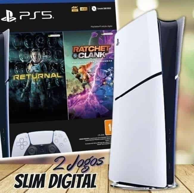 Console PlayStation 5 Slim, SSD 1TB, Edição Digital, Branco + 2 Jogos - 1000038914 - Sony