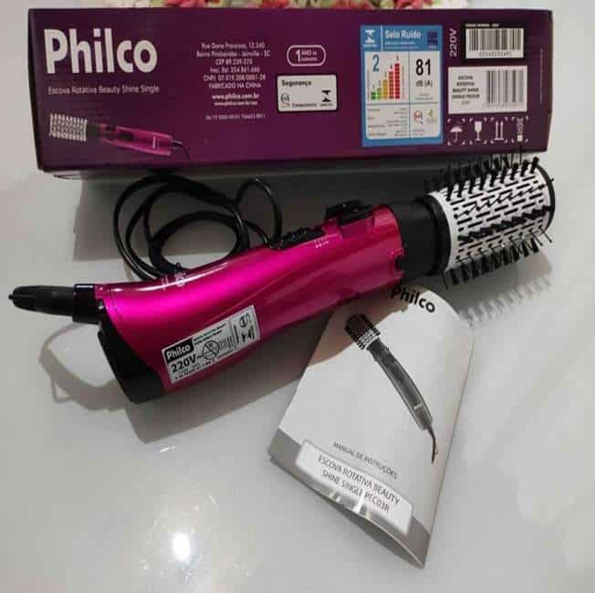 Escova Rotativa Philco Pec03r Beauty Shine Single 1100w Cor Rosa 220V