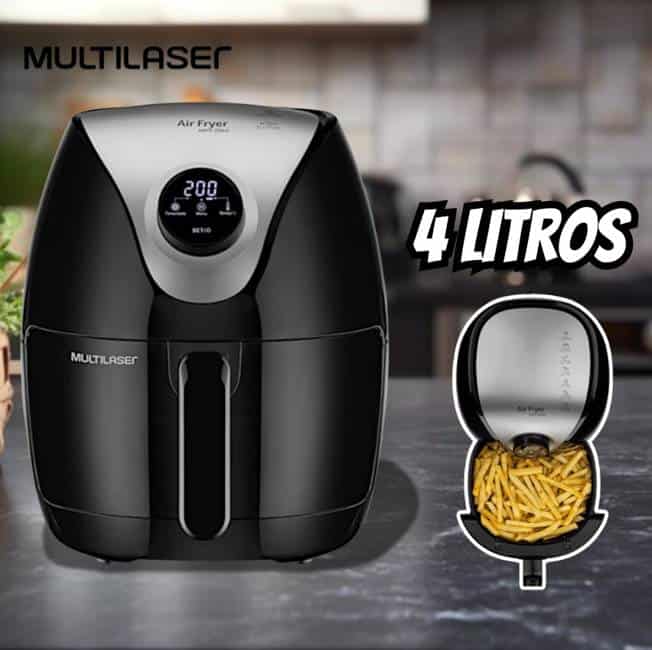 Fritadeira Elétrica Air Fryer 4L Digital 127V 1500W Preta Multilaser - CE168