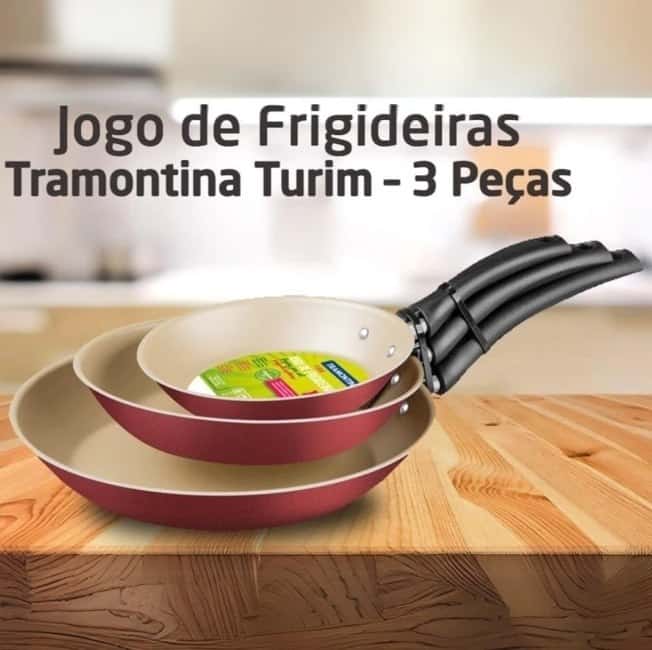 Jogo De 3 Frigideiras Turim Em Alumínio Vermelho Tramontina