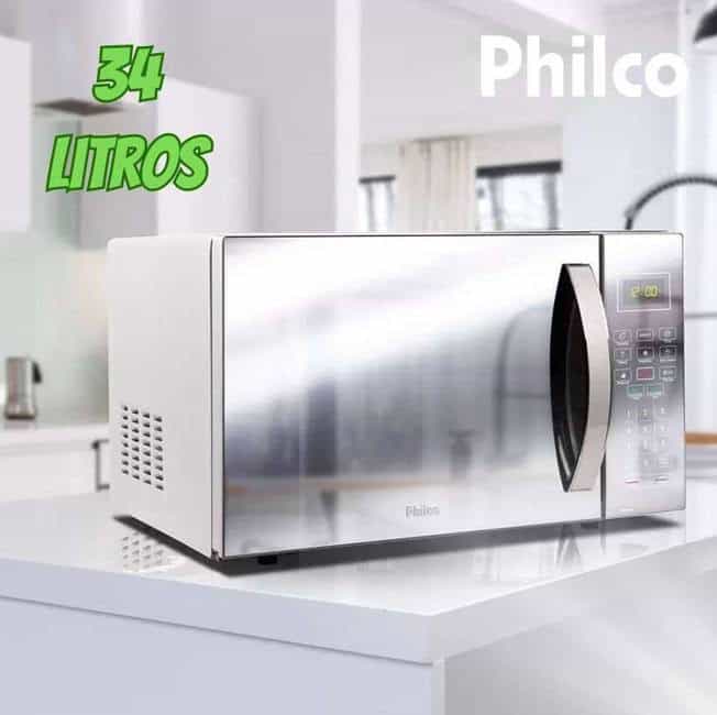 Micro-ondas Espelhado Pmo34eb Branco E Prata 34 Litros Philco 220v