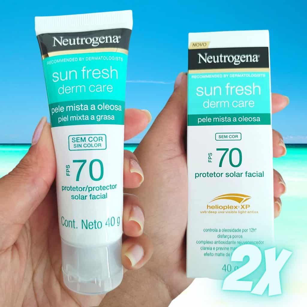 Neutrogena Protetor Solar Facial Sun Fresh Derm Care FPS70 40g Kit - 2 unidades