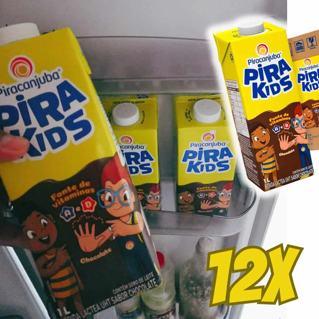 Pack de Achocolatado Pirakids Chocolate Piracanjuba 1L - 12 Unidades