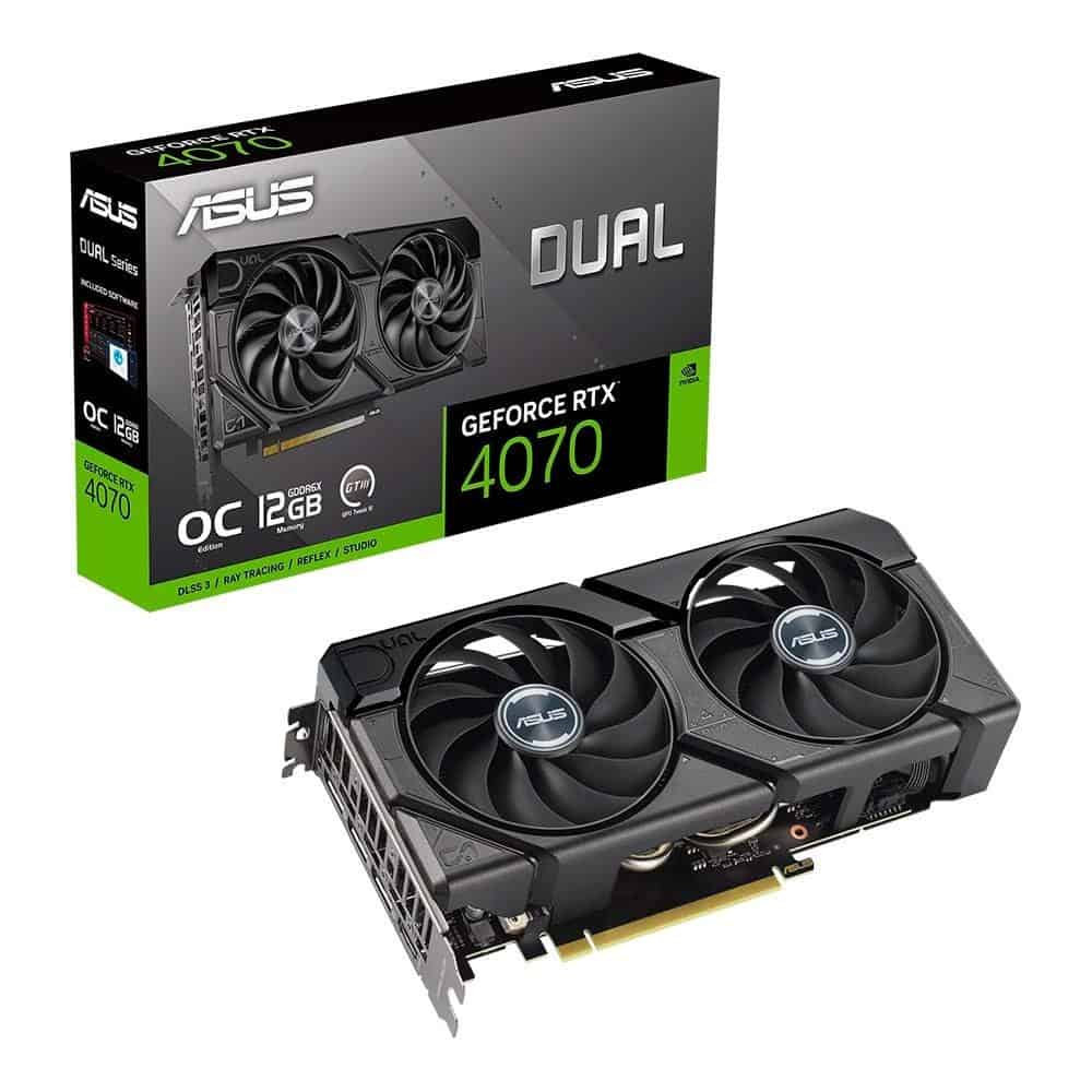 Placa de Vídeo RTX 4070 ASUS NVIDIA Dual O12G Evo, 12GB GDDR6X, DLSS3, Ray Tracing, G-Sync - 90YV0J15-M0NA00