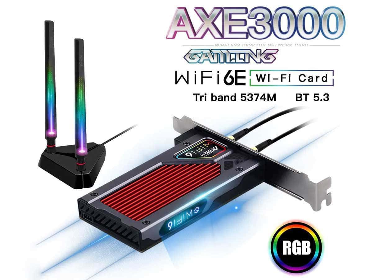 Placa Wi-Fi 6E AX210 + Bluetooth 5.3 - Fenvi FV-AXE3000 RGB