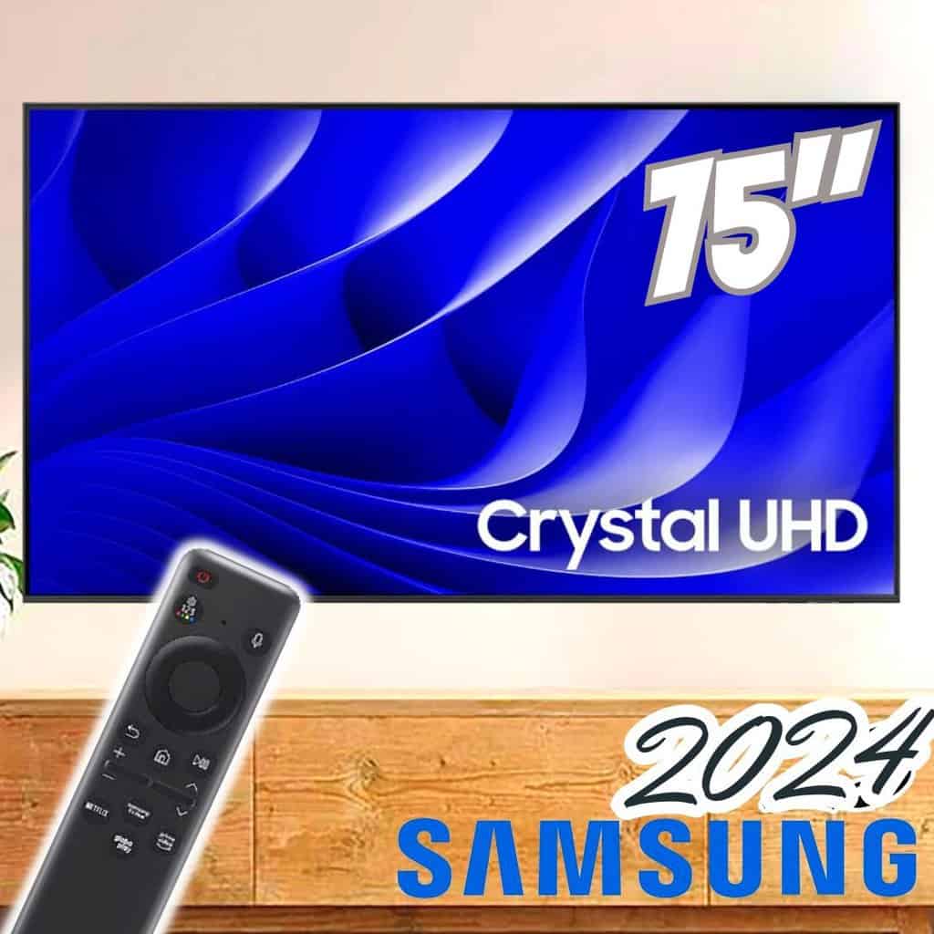 Samsung Smart Big TV 75" Crystal UHD 4K 75DU8000 2024, Painel Dynamic Crystal Color, Alexa built in