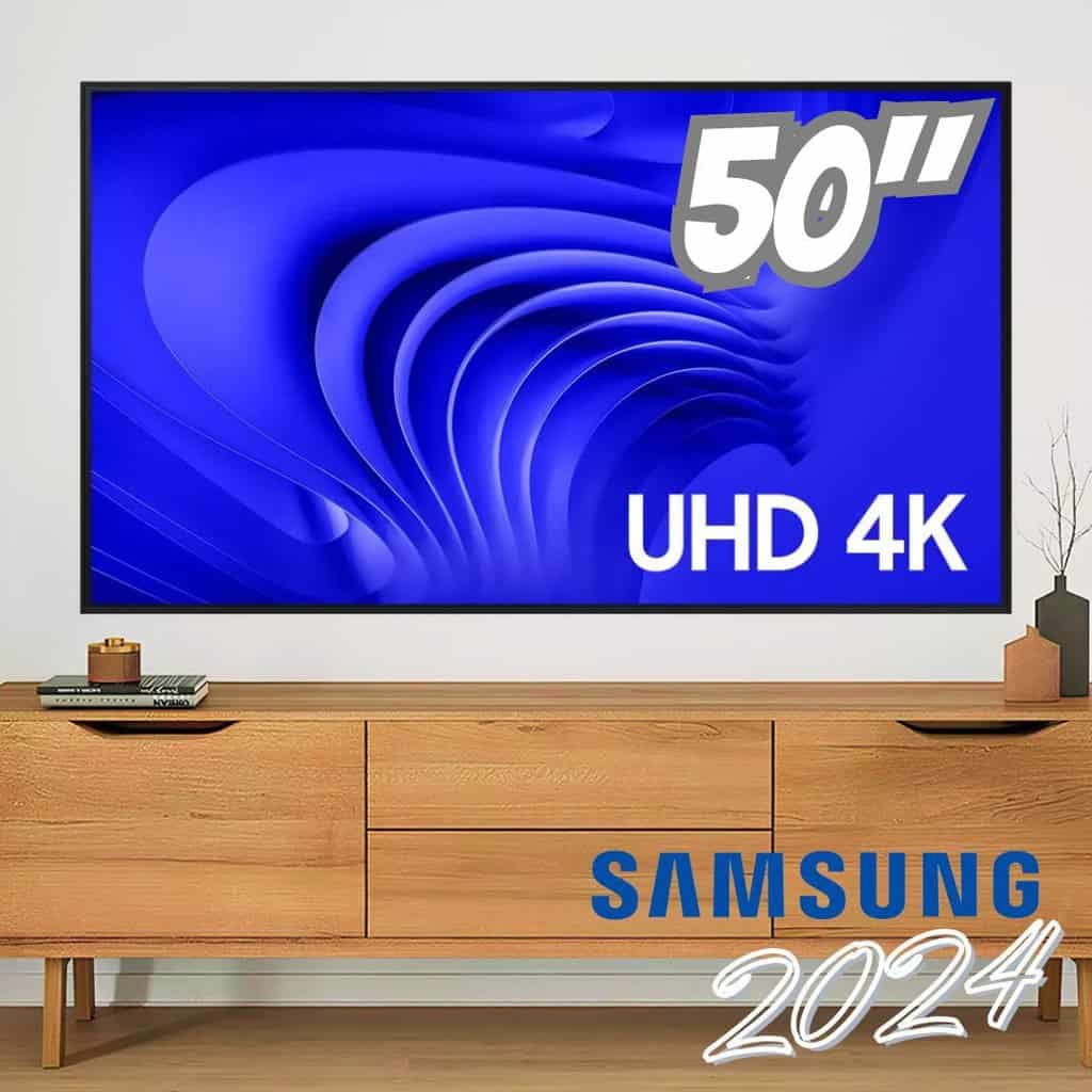 Samsung Smart TV 50" UHD 4K 50DU7700 2024 Processador Crystal 4K Gaming Hub Som em Movimento Virtual AI Energy Mode Controle SolarCell