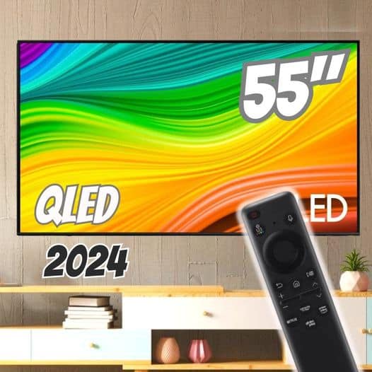 Samsung Smart TV 55" QLED 4K 55Q60D - Tecnologia de Pontos Quânticos, Design AirSlim