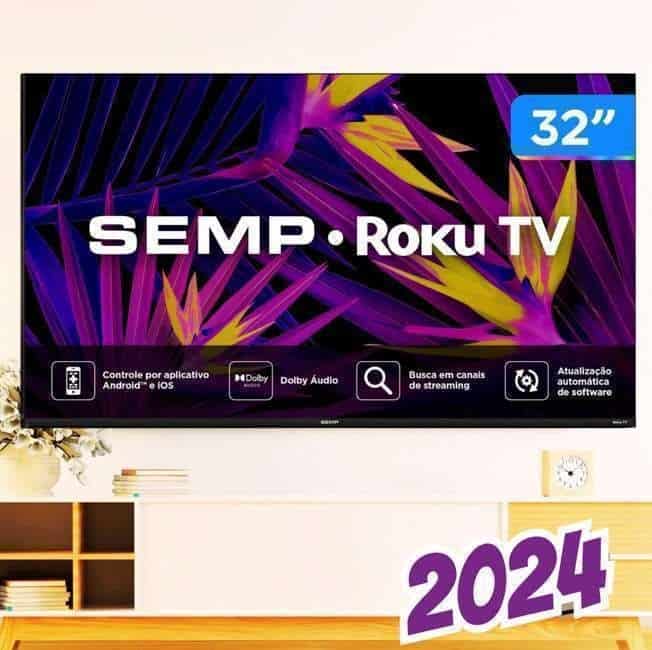 Smart TV 32" HD LED Semp 32R6610 Wi-Fi 3 HDMI 1 USB