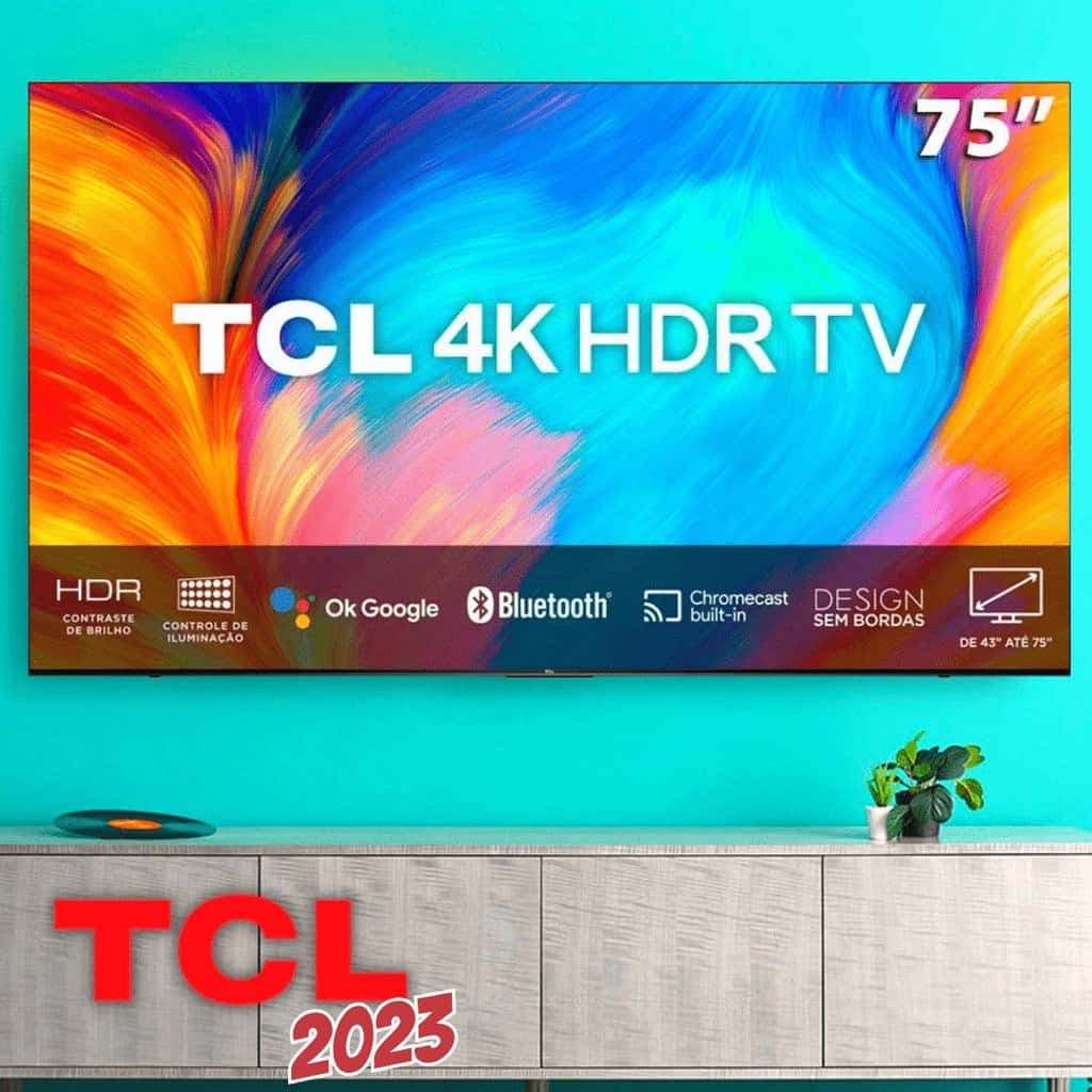 Smart TV 75” UHD 4K LED TCL 75P635 Wi-Fi - Bluetooth Google Assistente 3 HDMI 2 USB